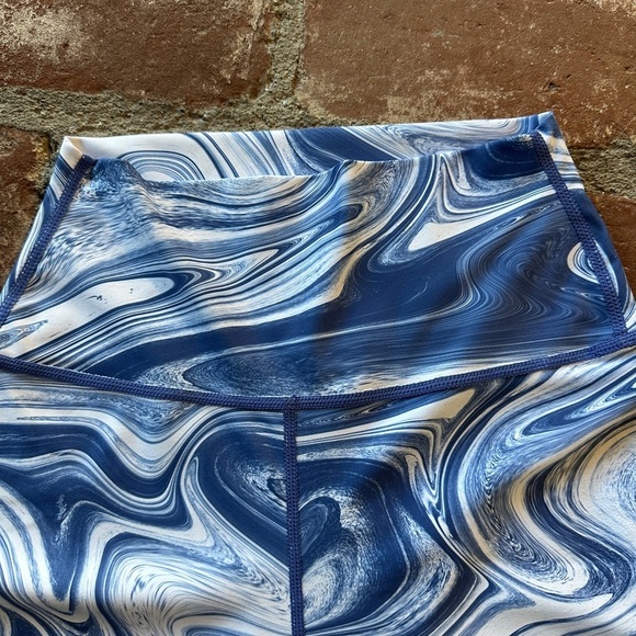 Carbon38 Marble Swirl Blue & White High-Waisted High Rise Workout Leggings Small - Picture 4 of 16